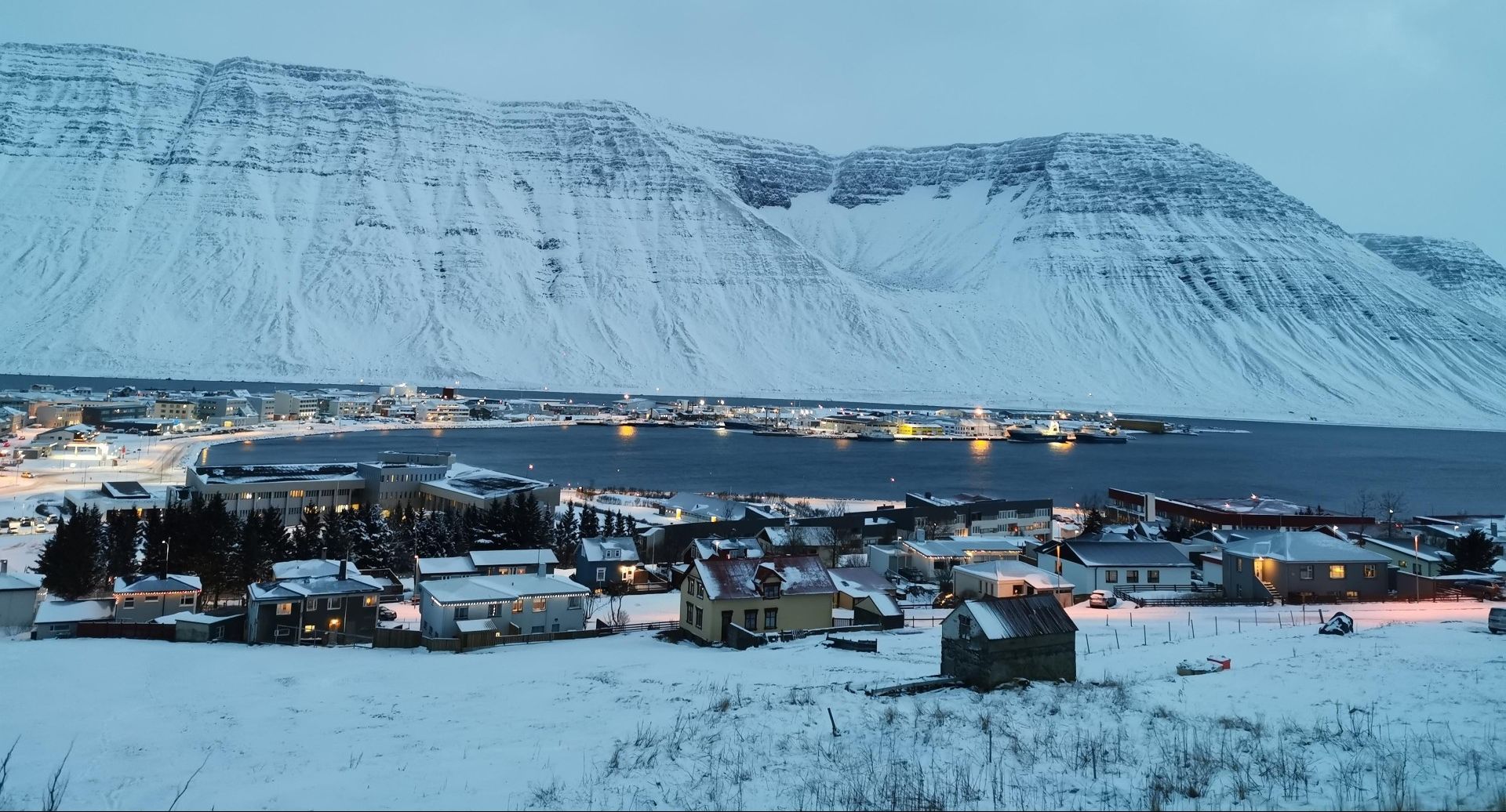 Village by the sea in the wintertime